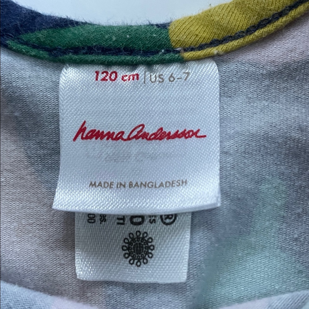 HANNA ANDERSSON Elbow Print Skater Dress Colorful Pears On Navy Size 120 US 6/7 - Picture 5 of 6